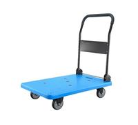 Ultra-Quiet Foldable Cart with 4 Wheels - Portable Heavy-Du Transport Trolley for Easy Load Movement (Blue)