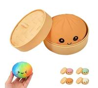 Ultra-Rare Rainbow Smile Bun Squishy, Super Mega Rainbow Mystery Dumpling, Portable Cute Anxiety Relief Fidget Toy, Easy to Clean, Soft Squeeze Decompression Dough for Home Desk Decor (1PC-C)