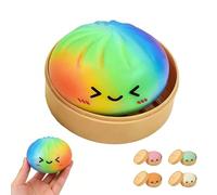 Ultra-Rare Rainbow Smile Bun Squishy, Super Mega Rainbow Mystery Dumpling, Portable Cute Anxiety Relief Fidget Toy, Easy to Clean, Soft Squeeze Decompression Dough for Home Desk Decor (1PC-A)