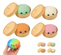 Ultra-Rare Rainbow Smile Bun Squishy, Super Mega Rainbow Mystery Dumpling, Portable Cute Anxiety Relief Fidget Toy, Easy to Clean, Soft Squeeze Decompression Dough for Home Desk Decor (4PCS A)