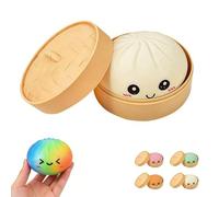 Ultra-Rare Rainbow Smile Bun Squishy, Super Mega Rainbow Mystery Dumpling, Portable Cute Anxiety Relief Fidget Toy, Easy to Clean, Soft Squeeze Decompression Dough for Home Desk Decor (1PC-D)