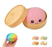Ultra-Rare Rainbow Smile Bun Squishy, Super Mega Rainbow Mystery Dumpling, Portable Cute Anxiety Relief Fidget Toy, Easy to Clean, Soft Squeeze Decompression Dough for Home Desk Decor (1PC-B)