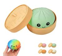 Ultra-Rare Rainbow Smile Bun Squishy, Super Mega Rainbow Mystery Dumpling, Portable Cute Anxiety Relief Fidget Toy, Easy to Clean, Soft Squeeze Decompression Dough for Home Desk Decor (1PC-E)