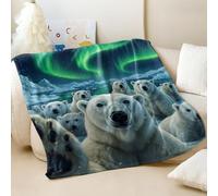 Ultra-Realistic Polar Bear Printed Flannel Blanket, Soft and Cozy Throw Blanket, Perfect for Kids and Animal Lovers Home Decor (02,75x100cm)