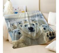Ultra-Realistic Polar Bear Printed Flannel Blanket, Soft and Cozy Throw Blanket, Perfect for Kids and Animal Lovers Home Decor (01,75x100cm)