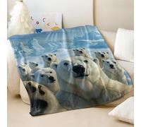 Ultra-Realistic Polar Bear Printed Flannel Blanket, Soft and Cozy Throw Blanket, Perfect for Kids and Animal Lovers Home Decor (04,75x100cm)