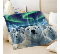 Ultra-Realistic Polar Bear Printed Flannel Blanket, Soft and Cozy Throw Blanket, Perfect for Kids and Animal Lovers Home Decor (03,75x100cm)