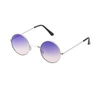 Ultra Retro Round Sunglasses Metal Frame Circle Lens UV400 Protection Unisex Vintage Style Mens Womens Shades - Silver with Purple to Pink Lenses
