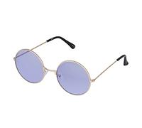 Ultra Round Sunglasses for Men & Women UV400 & Carry Pouch Cleaning Cloth - Unisex Retro Large Circle Glasses with Spring Comfort Fit Hinges - Sunglasses - Metal Framed - Gold with Lilac Lenses