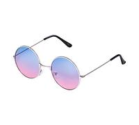 Ultra Round Sunglasses for Men & Women UV400 & Carry Pouch Cleaning Cloth - Unisex Retro Large Circle Glasses with Spring Comfort Fit Hinges - Sunglasses - Metal Framed - Blue to Pink Lenses