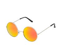 Ultra Round Sunglasses for Men & Women UV400 & Carry Pouch Cleaning Cloth - Unisex Retro Large Circle Glasses with Spring Comfort Fit Hinges - Sunglasses - Metal Framed - Gold with Burnt Orange Lenses