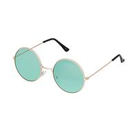 Ultra Round Sunglasses for Men & Women UV400 & Carry Pouch Cleaning Cloth - Unisex Retro Large Circle Glasses with Spring Comfort Fit Hinges - Sunglasses - Metal Framed - Gold with Green Lenses
