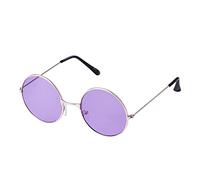 Ultra Round Sunglasses for Men & Women UV400 & Carry Pouch Cleaning Cloth - Unisex Retro Large Circle Glasses with Spring Comfort Fit Hinges - Sunglasses - Metal Framed - Gold with Purple Lenses