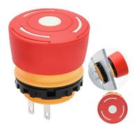 Ultra-Short 22mm Emergency Stop Switch 7/8", IP65 Waterproof; 1NC 2Pin, 5Amp 250VAC, 18.3mm Behind The Panel Space-Saving,