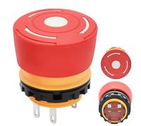 Ultra-Short 22mm Emergency Stop Switch Hole 7/8"; IP65 Waterproof; 2NC 4Pin; 5Amp 250VAC; 18.3mm Behind The Panel Space-Saving