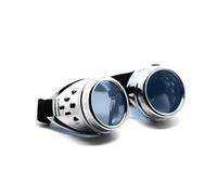 Ultra Silver with Blue Lenses Steampunk Goggles Mens Womens Cyber Glasses Victorian Punk Welding Cosplay Goggles Goth Rustic Rivet Round Eyewear Flying Goggles Fancy Dress Pilot Goggles