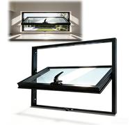 Ultra Slim 30mm Black Aluminium Pivot Window 120x100 cm 360° Rotating Partition for Modern Kitchen Servery & Garden Room Minimalist Interior Design Solution