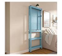 Ultra-Slim 5-Tier Metal Shelving Unit with Pegboard 4-Inch Deep Heavy-Duty Carbon Steel Storage Rack for Living Room Pantry Blue (60x10x171cm)