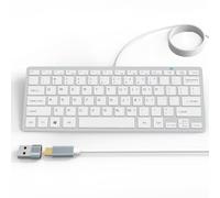 Ultra-Slim 78keys USB-C Mini Wired Keyboard with Media Hotkeys for Apple Mac Pro, MacBook 56Pro/ iMac, Air, Mac Mini, Laptop Computers, Windows Desktop PC 11/10/8/7, with USB-C to A OTG Adapter,White