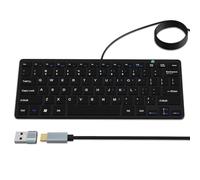 Ultra-Slim 78keys USB-C Mini Wired Keyboard with Media Hotkeys for Apple Mac Pro, MacBook 56Pro/ iMac, Air, Mac Mini, Laptop Computers, Windows Desktop PC 11/10/8/7, With USB-C to A OTG Adapter, Black