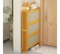 Ultra Slim Bamboo Shoe Cabinet 2/3 Tier Flip-up Drawer Storage Solid Wood Narrow Shoe Rack for Entryway Hallway Bedroom nization Space-Saving Design