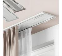 Ultra Slim Ceiling Curtain Rail, Double Curtain Track, 1.2m/3.9ft Aluminum Sliding Curtain Rod, Nano Silence, White, Perfect for Home Décor and Space-Saving Solutions