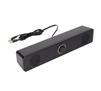 Ultra-Slim Computer Soundbar, USB Powered 6W Stereo Speakers for PC/PS5/Monitor, 3.5mm Aux and Plug and Play (Black ABS, Desktop/Laptop/Tablet Compatible)