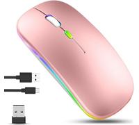 Ultra Slim Dual Mode 5.1 Bluetooth PC Mous e 800 to 2400 Dpi,10m Remote Rang Noiseless for MacBook Pro/Air/Mac/iPad/Laptop/Desktop/Mac/PC/Computer/Phone-Portable