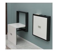 Ultra-Slim Folding Shoe Changing Stool Wall-Mounted Folding Chairs with Upholstered Faux Leather Cushions Rust-Resistant Solid Wood Design Convenient Handle