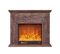 Ultra Slim Frame Retro Freestanding Fireplace with Oak Mantel, Electric Heater with Realistic Flame Effect, Remote Control(Small)