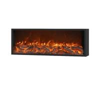 Ultra Slim Frame Wall Mounted and Recessed Electric Fireplace with Remote Control, 3D Realistic Flame Ultra-Thin Decoration(Small)