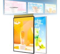 Ultra-Slim LED Light Box, A4 to 80x120cm Advertising Display Frame with Tempered Glass, Multiple Sizes Backlit Menu Board for Restaurants, Shops, Office Reception, Silver Black(Black,A2)