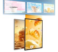 Ultra-Slim LED Light Box, A4 to A1 Advertising Display Frame with Tempered Glass, Multiple Sizes Backlit Menu Board for Restaurants, Shops, Office Reception, Silver Black Borders(Silver,A2)