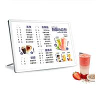 Ultra-Slim LED Menu Board, 10mm Backlit Advertising Display Frame with Tempered Glass, Desktop & Wall-Mounted Illuminated Poster Holder for Cafe, Restaurant, Milk Tea Shop silver A2