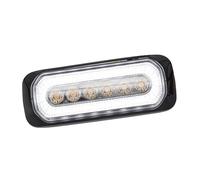 Ultra Slim LED Warning Strobe Light with White Halo Ring, 12V/24V Dual Function (DRL + Strobe), Thin Surface Mount Marker for Truck, Van, Tractor, 4x4, 130mm (1 Pack, White)