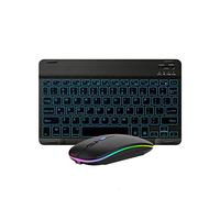 Ultra-Slim Lightweight Bluetooth Keyboard and Mouse Portable Mini Wireless Keyboard Rechargeable 7-Color Backlit for Apple iPad iPhone,Tablet iPhone Smartphone iOS Android Windows,Black