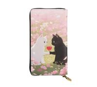Ultra Slim PU Leather Wallet for Women Men, Zipper Credit Card Holder Long Purse Clutch Giraffe in the Sun Handbag, Couple Heart Cats, One Size, Classic