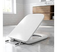 Ultra Slim Square Toilet Seat Soft Close White Duroplast Quick Release Easy Clean Adjustable Hinges Universal Fit
