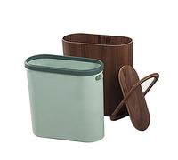 Ultra Slim Trash Can Gap Creative Wooden Waste Basket with Plastic Lid Perfect for Bathroom & Kitchen Space Saving Garbage Bin (Color: C)