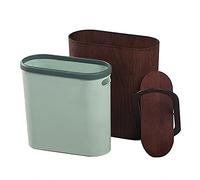 Ultra Slim Trash Can Gap Wooden Garbage Bin with Plastic Lid Creative Waste Basket for Bathroom & Kitchen Space Saving Design Color B