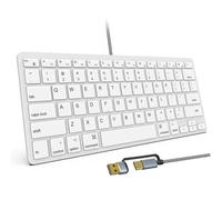 Ultra-Slim Wired Keyboard for Apple Mac, USB & Type-C Conversion Cable, 78 Scissor Keys, Media Hotkeys, Compatible with MacBook, iMac Mini&Pro, Laptop Computers, Windows Desktop PC, White