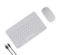 Ultra-Slim Wireless Keyboard and Mouse Combo for iPad Windows iOS PC Laptop Tablet Mac Android Rechargeable Ergonomic and Compact Bluetooth Keyboard Mouse Set (White)