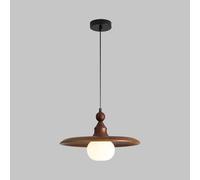 Ultra-Slim Wooden Frisbee Pendant Light - Retro Industrial Chandelier, E27 Socket, Perfect for Dining Room & Home Decor, Stylish Round Suspension Lighting