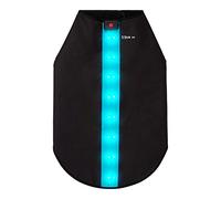 Ultra Small Blue Waterproof Dog Coat with LED Jacket for Night Time Walking Visibility - Raincoat Mac with Fluorescent Dog Coat