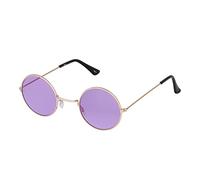 Ultra - Small Round UV400 Mens and Womens Round Sunglasses - Stylish Festival and Designer Glasses - Perfect Sun Glasses for Men and Women - Cool Metal Shades - Gold with Purple Lenses