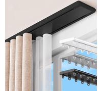 Ultra-Smooth Double Track ain Rod with Silent Rollers for Bedroom, Shower, Camper, and Window - White, 1.0m, Easy Install, Space-Saving Solut
