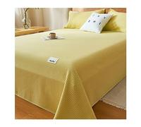 Ultra Soft 100% Waffle Cotton Flat Sheet - Twin/Double/Queen/King Bed Sizes - Breathable Bedding Top Sheet in Yellow (160x235cm + 48x74cm x2)