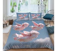 Ultra Soft 3D Microfiber angel figurines Duvet Cover Set All Season Bedding Sets w/ Pillowcases classical winged design Quilt Cover Easy Care Breathable for Teens Adults Super king（260x220cm）