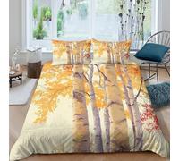 Ultra Soft 3D Microfiber Autumn trees Quilt Cover All Season Bedding Sets w/ Matching Pillowcase Painting style nature scene Duvet Cover All Season Breathable Washable Bedroom Decor Sing (135x200cm)