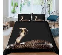 Ultra Soft 3D Microfiber Cobra snake Duvet Cover All Season Bedding Set with Pillow Shams Wild animal photography Bedding Quilt Cover Easy Care Machine Washable for Bedroom Decor Single（140x200cm）